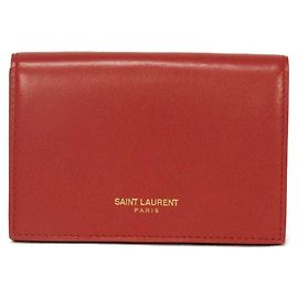 Tarjetero de cuero rojo Yves Saint Laurent Roja