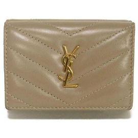 Yves Saint Laurent Cassandra Origami Tiny Wallet Braun