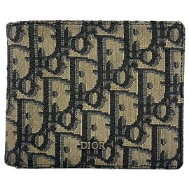 Christian Dior Trotter Jacquard Bi-fold Wallet Black Beige