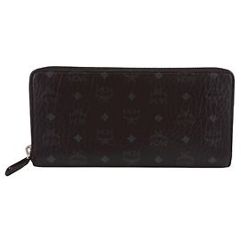MCM Black Leather Long Wallet Black