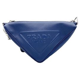 Borsa a tracolla Prada Triangle in pelle blu Blu
