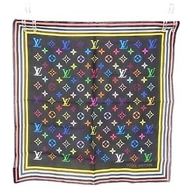 Lenço Monogram Louis Vuitton Preto Multicor