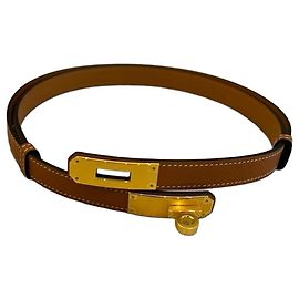 Hermès Kelly 18 Double Tour Belt Gold Epsom Leather Brown