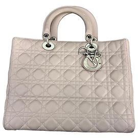Dior Bolsa Lady Dior Medium em Couro Rosa Pálido Rosa