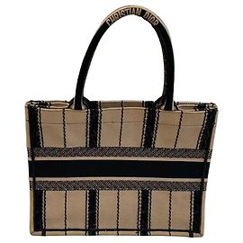 Dior Book Tote Bolso de Jacquard Negro Beige