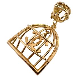 Orecchini Chanel Vintage Gold Birdcage Clip D'oro