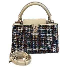 Bolsa Louis Vuitton Capucines em tweed multicolorido e couro branco Branco Multicor