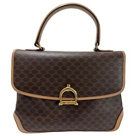 Céline Sac à main Celine Macadam Logo Monogram Marron Bijouterie dorée