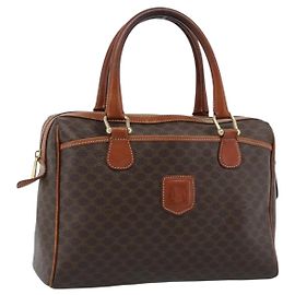 Céline CELINE Macadam Canvas Handtasche PVC Leder Braun Gold Authentisch 185260A Braun Golden