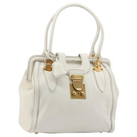 Bolsa de mão Miu Miu em couro branco e ouro autêntica 184578 Branco Dourado