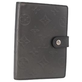 LOUIS VUITTON Monogram mat Agenda PM Planner Cover Black R20932 Auth BA13431A Black