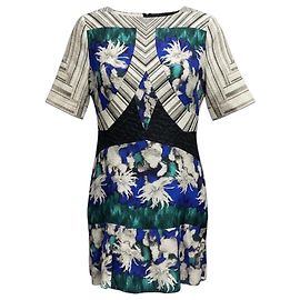 Robe Elizabeth en soie cloque bleu Dahlia Peter Pilotto Multicolore
