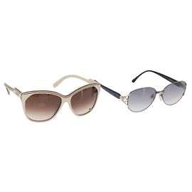 Chloé Chloe Saint Laurent Sunglasses plastic 2 Set Blue Ivory Auth BA13444 Blue Cream