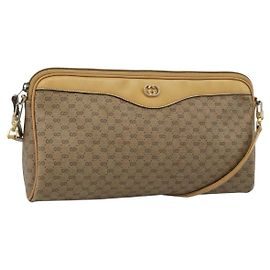 Borsa a tracolla GUCCI Micro GG Supreme PVC Beige Oro Auth ti3980 Beige D'oro