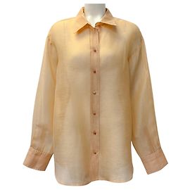 Zimmermann Light Rust Linen Silk Button Front Shirt Beige