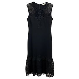 Vestido midi sem mangas com acabamento em renda preta Jonathan Simkhai Preto