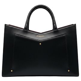 Autre Marque Sara Battaglia Schwarzer Regenbogen Multicolor Plissee Leder Tote Handtasche Schwarz