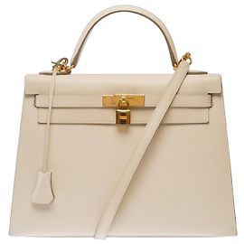 Hermès Bolsa HERMES Kelly 32 em Couro Branco - 103658 Branco