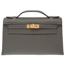 Hermès HERMES Kelly Mini Bag in Grey Leather - 103655 Grey