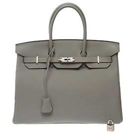 Hermès Sac HERMES Birkin 35 en Cuir Gris - 103656 Gris