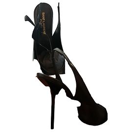 Saint Laurent Black Leather Slingback Pumps Black