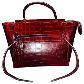 Céline Celine Sac Belt en cuir embossé crocodile bordeaux Bordeaux