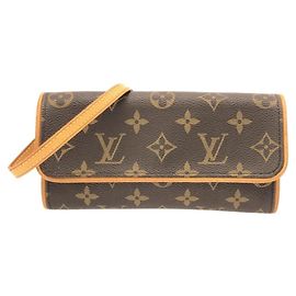 Louis Vuitton Monogram Pochette Twin PM M51854 Bolsa de Ombro Marrom