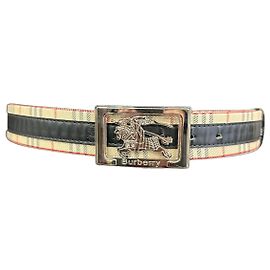 Burberry Classic Nova Check Canvas Gürtel Schwarz Rot Beige