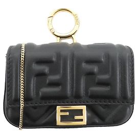 Fendi Nano Baguette Charm 7AR844 AAJD Black Golden