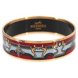 Hermès Hermes MM Email Bangle Bracelet Red Multiple colors Golden