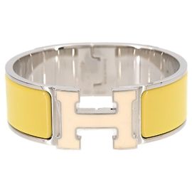 Hermès Hermes Clic Clac H PM Bangle Silvery White Yellow
