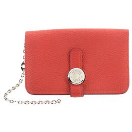 Hermès Hermes Dogon Card Case in Red Togo Leather Red