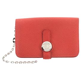 Hermès Porte-cartes Dogon Hermes en cuir Togo rouge Rouge