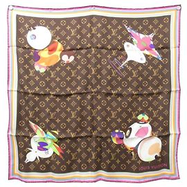 Sciarpa Louis Vuitton Monogram Carre Super Flat Marrone