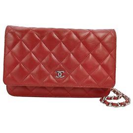 Chanel Timeless CC Wallet on Chain Quilted Goatskin Red