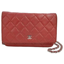 Chanel Timeless CC Wallet on Chain Quilted Goatskin Red