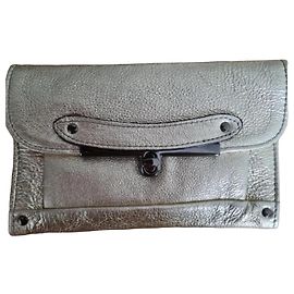 Abaco Simone Gold Metallic Bubble Leather Clutch Golden