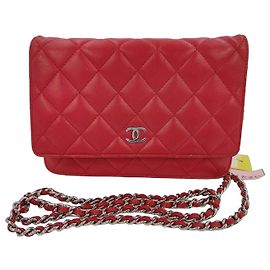 Chanel Timeless CC Wallet on Chain Quilted Goatskin Red