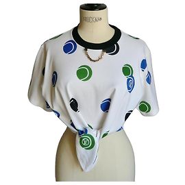 Louis Vuitton Camiseta Estampado Pelotas de Tenis XS Negro Blanco Azul Verde