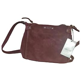 Autre Marque Abaco Paris Giulia Burgundy Suede and Python Shoulder Bag Dark red