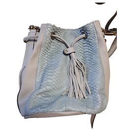 Abaco Beuteltasche aus Pythonleder in Grau und Blau Blau Grau