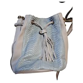 Abaco Bolsa saco em pele de python cinza e azul Azul Cinza
