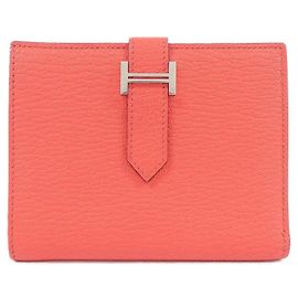Portefeuille compact Hermès Bearn Rose