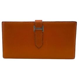 Hermès Hermes Long Bi-Fold Wallet in Orange Orange