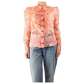 Zimmermann Rosa durchsichtige Rüschenbluse - Größe UK 14 Pink