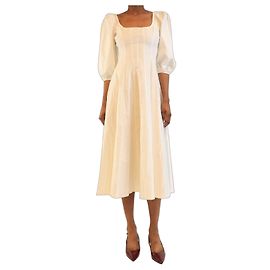 Staud Midi-Kleid aus Leinen White Swells - Größe UK 6 Weiß