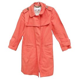 See By Chloé Coral Cotton-Linen Trench Coat Coral