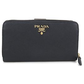Prada Bi-fold Long Wallet in Black Leather Black