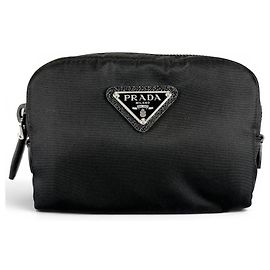 PRADA Re-Nylon Triangle Logo Cosmetic Pouch Black