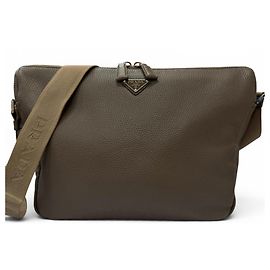 Prada Vitello Daino Leather Triangle Logo Shoulder Bag Grey
